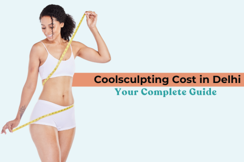 Woman measuring her waist after Coolsculpting treatment, representing Coolsculpting Cost in Delhi – Your Complete Guide.